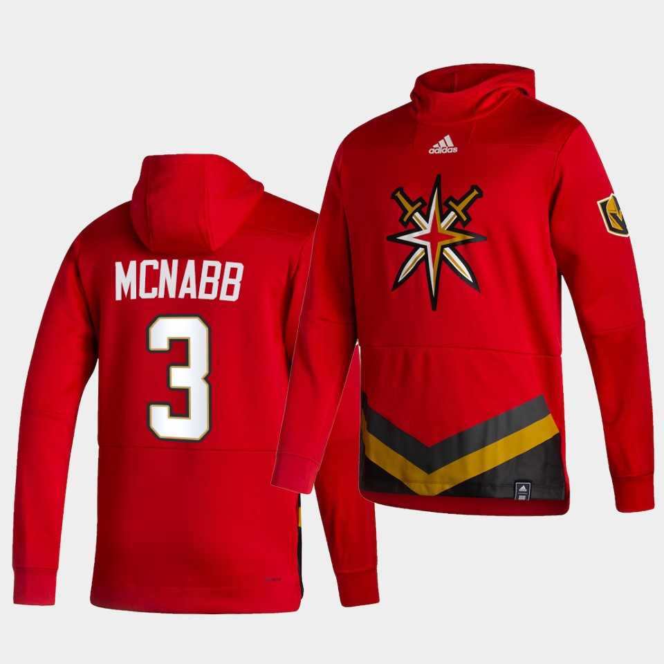 Men Vegas Golden Knights 3 Mcnabb Red NHL 2021 Adidas Pullover Hoodie Jersey